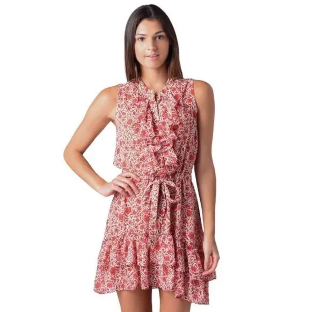 MISA LOS ANGELES Anthropologie Cancia Ruffled Sheer Floral Mini DRESS